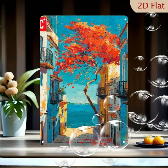 2D flat 1pc, Puerto Rico Style Wall Art _ Iron Home&Seasonal Decoration, for Home, Office, Bathroom, Bedroom, Farm, Garden Best Gift, for a Friend room decor halloween 8*12inch