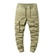 thumbnail image 2 of Pantalones largos de moda para hombre, casuales, de color sólido, cargo, con bolsillos y cremallera, cintura elástica, pantalones largos de algodón para hombre., 2 of 9