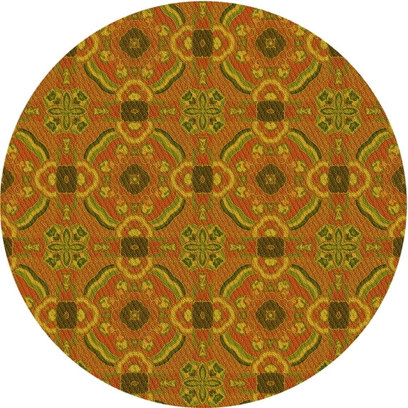 Ahgly Company Indoor Round Patterned Mahogany Brown Area Rugs, 3' Round