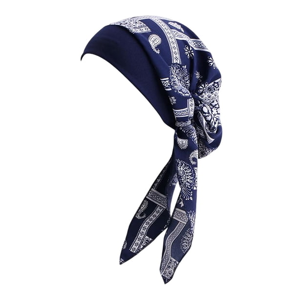 Turbante suave para mujer, para la cabeza, gorro para cubrir el cabello, gorro para la cabeza, gorro para mujer y niña Azul oscuro jinwen Mujer Turbante