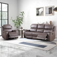 thumbnail image 5 of Bonzy Home Reclining Furniture Set, Manual 3-Seat Sofa and Single Recliner Chair for Living Room，Saddle, 5 of 7