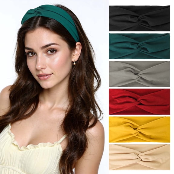 6 Pcs Wide Headbands for Women, Non Slip Cute Zig Zag Headband, Ventilate Sport Workout Hair Wraps, Color Fashion Twist-style Hair Accessories
