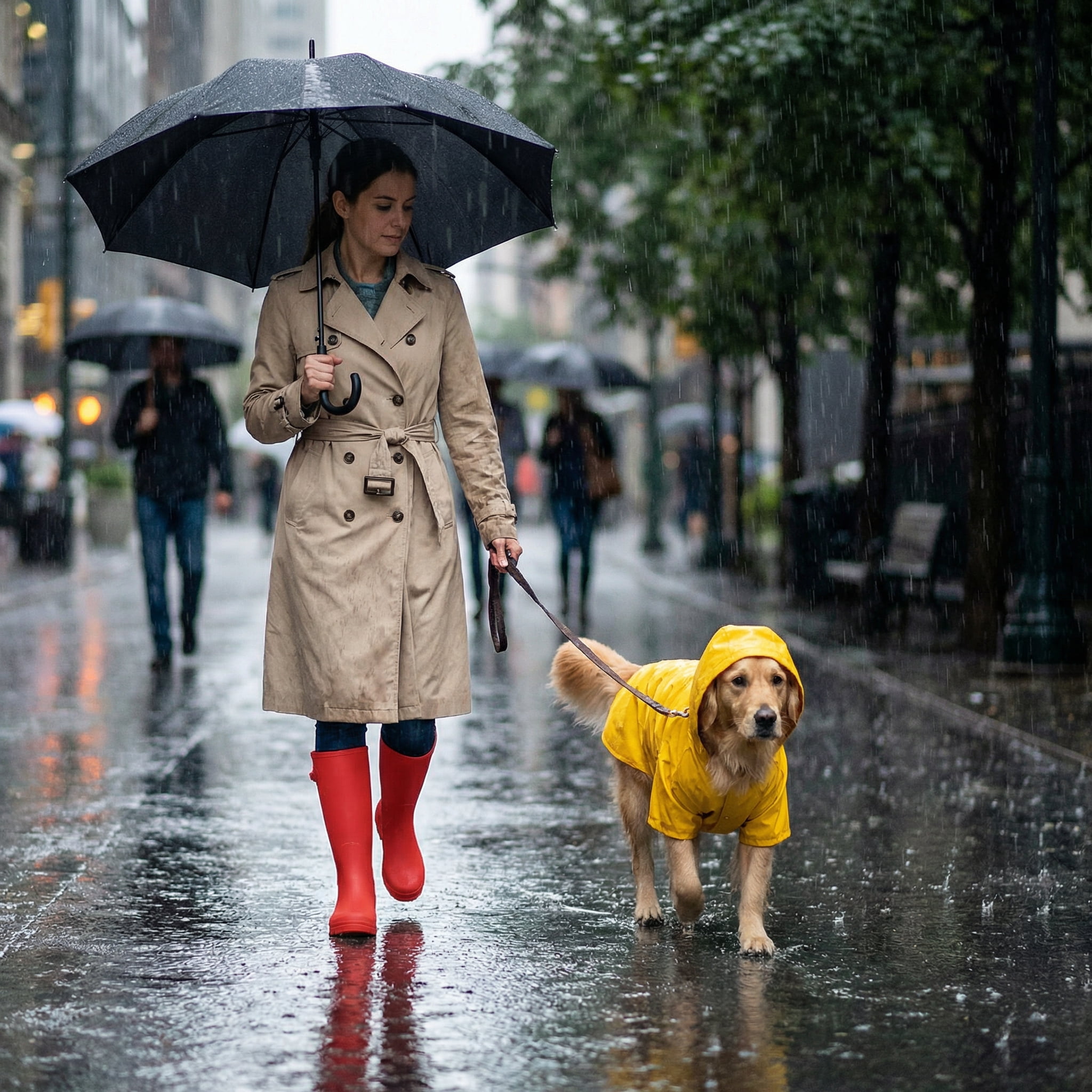 SMILIN Rubber Wide Calf Rain Boots for Women, Red, Size 8