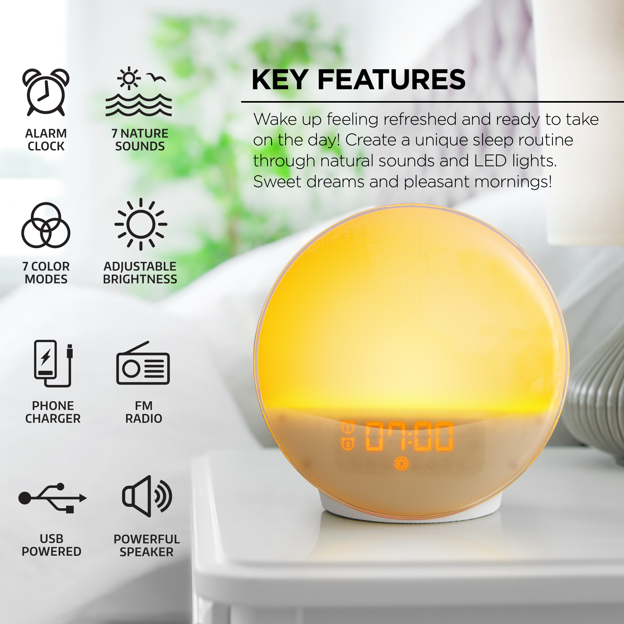 Merkury Innovations Renew Sunrise Simulation Wake-Up Lamp and Clock - image 2 of 9