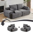 thumbnail image 3 of Leumius Modern Compressed Sofa,2 Seater Memory Foam Sofa Couch,Corduroy Extra Deep Loveseat Sofa for Living Room,Grey, 3 of 7