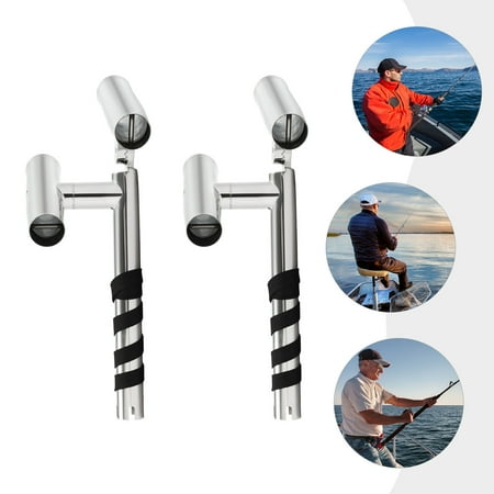Miumaeov 2pcs Boat Double Head Fishing Rod Holder Stainless Steel Outrigger Angle Adjustable