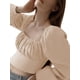 thumbnail image 4 of Sunloudy Blusas cortas con busto fruncido para mujer, manga larga de farol, cuello cuadrado, camisetas ajustadas Sunloudy  S M L XL, 4 of 8