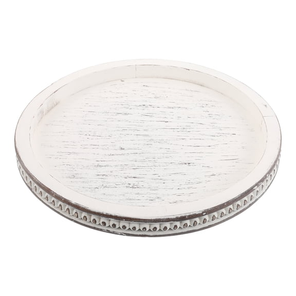 AURARMLET Vintage Round Decorative Tray for Home Organization - Jewelry, Keys, Snacks Holder, Beige Density Board