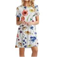 thumbnail image 1 of Fankiway Robe d'Été Imprimée pour Femmes, Jour de l'Indépendance, Décontractée, à Manches Courtes, Col Rond, Grande Taille, Printemps, 6800, 1 of 5
