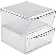 deflecto Two Drawer Cube Organizer, Clear Plastic, 6 x 7-1/8 x 6