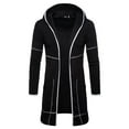 thumbnail image 2 of outfmvch cardigan for men fashion hooded solid trench coat jacket cardigan long sleeve outwear womens tops black, 2 of 3