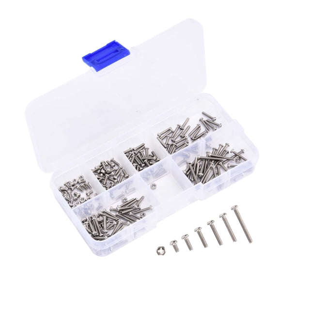 Kit Surtido De 230 Tuercas Y Tornillos M2 De Acero Inoxidable, Juego Combinado De Tornillos, Tuercas Y Arandelas Con Caja De Almacenamiento Para El Hogar, La Oficina, Maquinaria,