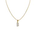 thumbnail image 1 of 14k Yellow Gold Cubic Zirconia Initial Letter 'B' Pendant with 1.2mm Rolo chain, 1 of 4