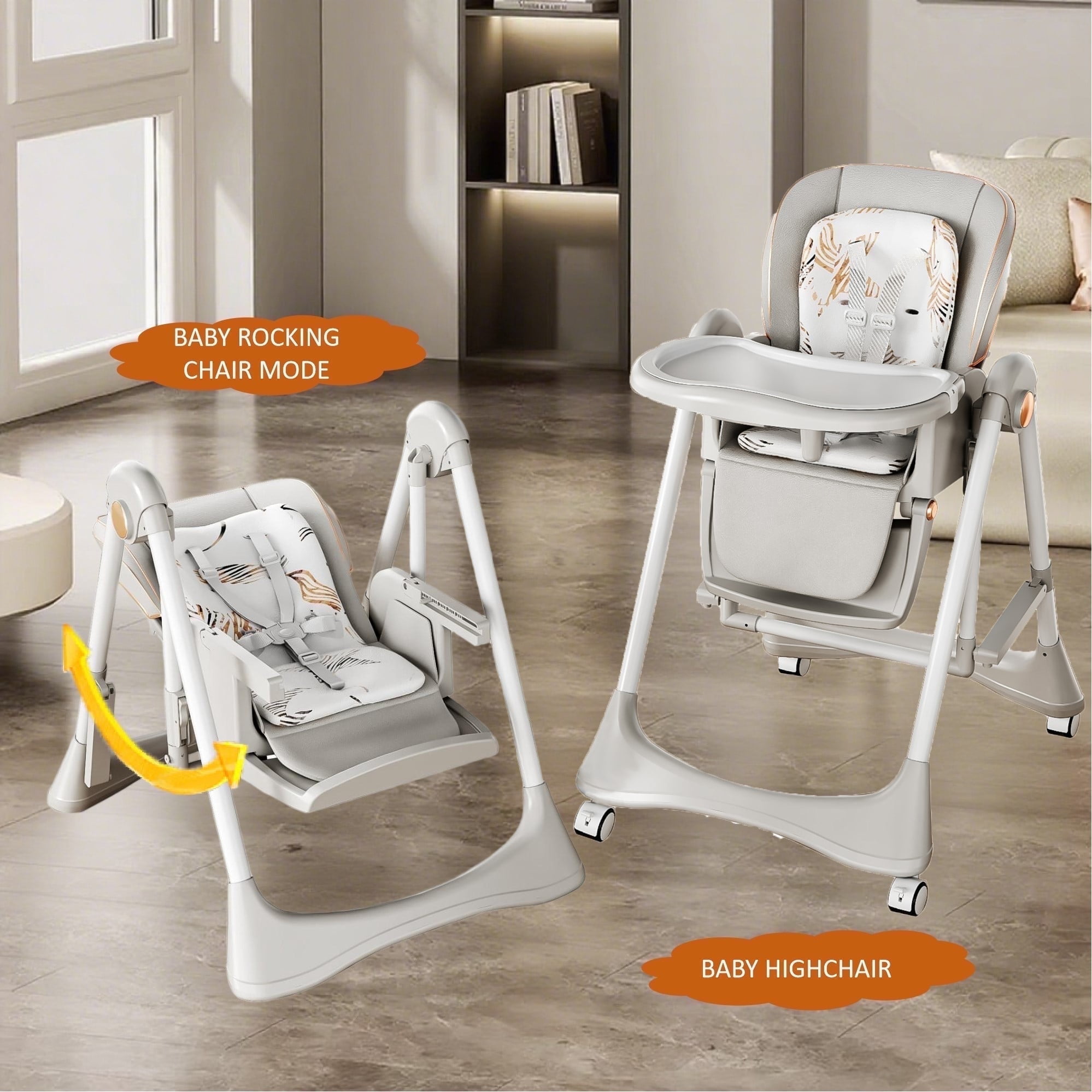 Loewten 3-in-1 Baby High Chair, Convertible Infant Swing Chair