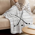 thumbnail image 5 of Fleece Blanket Sports Hockey Art Blankets, Soft Cozy Warm Flannel Throw Blanket, Retro Wood Grain Black Grey lanket for Bed Couch Sofa,50x80In, 5 of 9