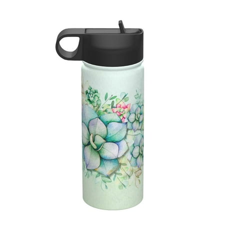

Ocsxa Succulent Print 18 oz Insulated Water Bottle With Straw Stainless Steel Sports Water Cup Flask Wide Mouth Travel Thermal Mug for Home Office or Car