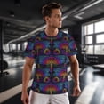 thumbnail image 3 of Wukai Mandalas Dragonfly Print Men's Short-Sleeved Mesh T-Shirt,Quick-Dry Short Sleeve Workout T-Shirt-X-Large, 3 of 8