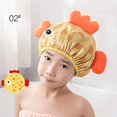thumbnail image 2 of Gorros de ducha reutilizables para baño diseñados para bebés, niños, cabello largo/grueso, lindo, impermeable, animal de dibujos animados, gorro de baño de doble capa para niños, niñas, mujeres (pez, 2 of 5