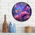thumbnail image 4 of Purple Flowers Butterflies Wall Clock Round Silent Non Ticking Battery Operated Accurate Arabic Numerals Design Clocks for Home Kitchen Living Room Bedroom 12inch Home Decor, 4 of 6