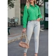 thumbnail image 2 of Asyoly Womens Tops Casual Button Down Cotton Cropped Shirts Solid Long Sleeve Dressy Oversized Blouse with Chest Pocket, 2 of 7