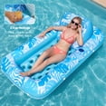 thumbnail image 3 of Joyfy Inflatable Pool Floats for Adults, 72" x38'' Daybed Pool Lounger Adults with Cup Holders, Adjustable Backrest Tanning Lounger Chair, Ultra-Comfort Pool Floaties Raft Lake Beach Float(Blue), 3 of 8