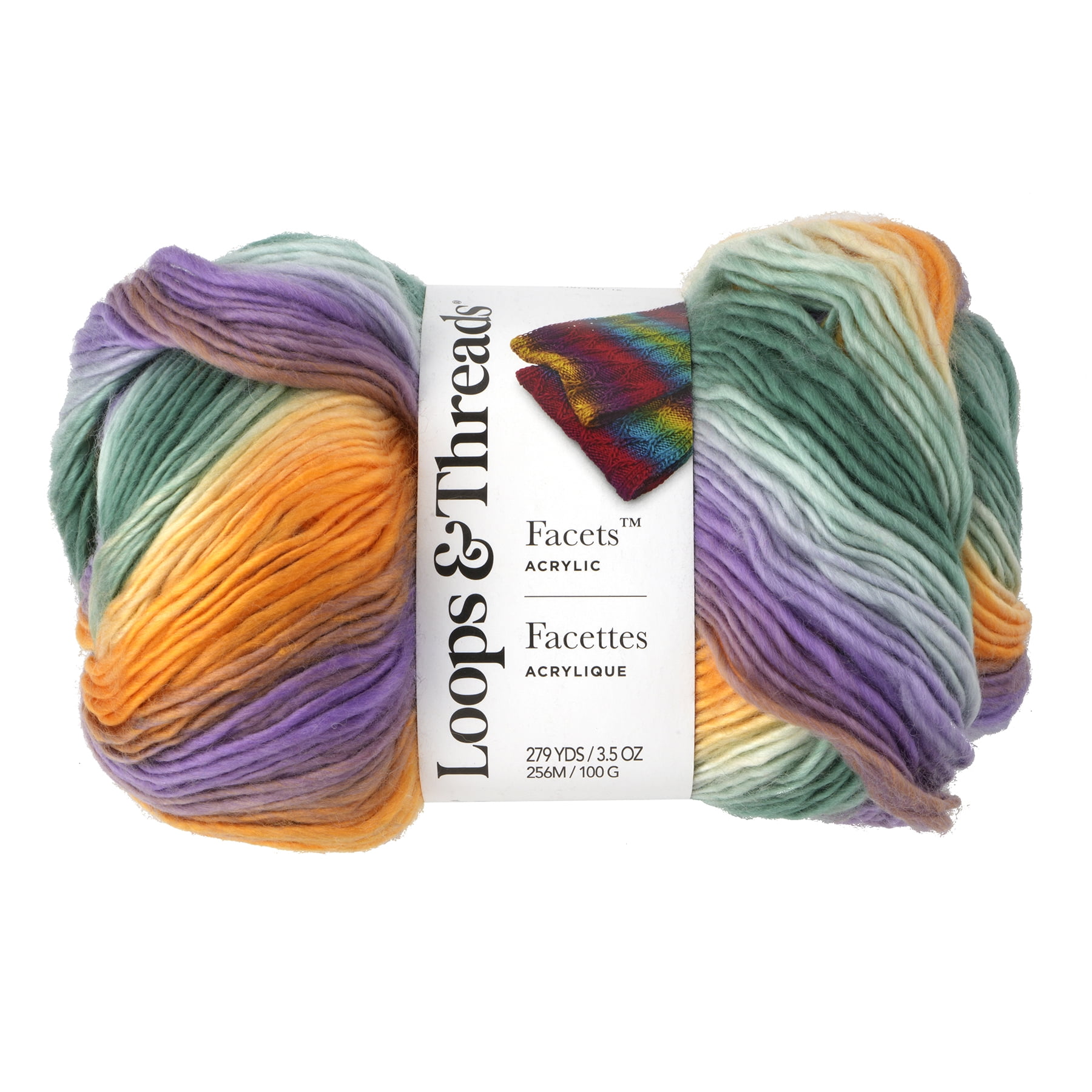 (3 pack) Facets Yarn by Loops & Threads - Yarn for Knitting - Crochet - Weaving - and Arts & Crafts - Multi - Acrylic - 3.5 oz
