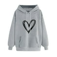 thumbnail image 3 of yoeyez Oversized Hoodies for Women Y2K Fashion Plus Size Long Sleeve Sweatshirts Drawstring Casual Hooded Pullover Tops Gray,S, 3 of 6