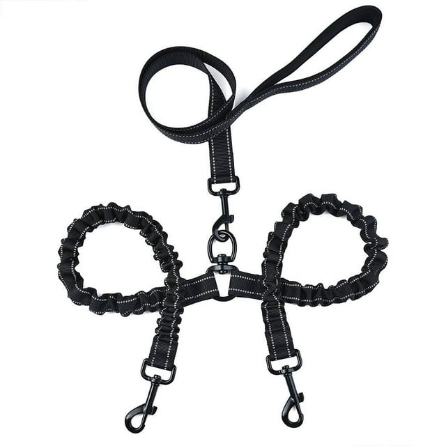 IFANLANDOR 1Pcs Black Nylon Dog Leash Double Hook Traction Strap for Pets