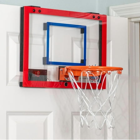 Slam Over the Door  Basketball Hoop for Adults | Durable Breakaway  | Shatter Resistant Backboard | 2 Included Basketballs and Pump