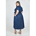 thumbnail image 3 of Vestido largo de mezclilla Roman Fashion /Tallas Extras, 2723 (Azul dark) azul oscuro 36, 3 of 6