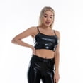 thumbnail image 3 of Lilgiuy Sales Women's Reflective Crop Tops Metallic Bustier Cami Outfits Girls Club Punk Tank Vest Rave Party Festival Short T, 3 of 8