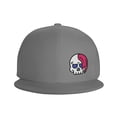 thumbnail image 2 of DouZhe Flat Brim Cap Snapback Hat, Death Skull Bones Prints Adjustable Gray Adult Baseball Cap, 2 of 7
