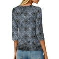 thumbnail image 4 of WTOBBY Women's Round Neck 3/4 Sleeve Halloween Print Casual T-Shirt Top Loose Fit Blouse for Fall Seasonal Wear and Everyday Fashion Outfits,Dark Gray XL, 4 of 6