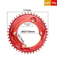 thumbnail image 2 of Mingyiq Road Bike Single Closed Chainring BCD110mm 4 Bolts 3mm Offset Narrow Wide 46T, 2 of 9