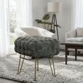 thumbnail image 6 of Home Soft Things Fox Faux Fur Pouf Stool Ottoman - Gunmetal - 17x17x17", 6 of 8