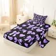 thumbnail image 2 of Erosebridal Purple Princess Bowknot Twin Sheet Sets 3pcs for Kids Girls,Cute Love Heart Bedding for Teens,Lightweight Room Decor, 2 of 5