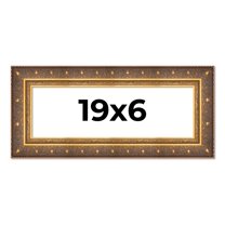 19x6 Frame Vintage Gold Solid Wood Picture Frame | 2.5 Inch Moulding Width | Ornate Bronze Museo