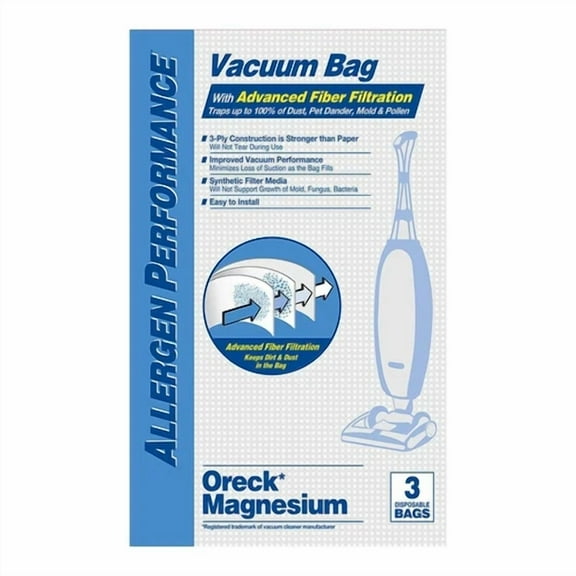 3 Dvc For Oreck Magnesium Synthetic W/Charcoal Filtration Upright Vacuum Bags