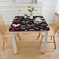 thumbnail image 3 of nygtbtfer Tablecloth Fitted Table Cover for Tables Wipeable Elastic Table Cloth for Outdoor Picnic Camping Dining Party, Red Plaid Love Heart Leopard Print, 3 of 7