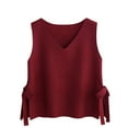 thumbnail image 4 of Ediodpoh Women Knitted Tie Waist Vest V Neck Sleeveless Sweater Vest Cardigan for Fall Winter Loose Fit Red L, 4 of 4