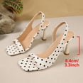 thumbnail image 5 of Samdudou Stiletto Sandals Womens Summer Open Toe Dotted Pattern Slingback High Heel Dressy Party Evening Daily Wear Ladies Outdoor Vacation Beach Shopping Essential Footwear, 5 of 9