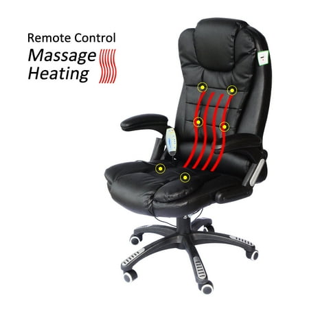 Swivel Gaming Massage Chair Ergonomic PU Leather Executive Office Chair Heated Vibrating 7 Point Wireless Massage Chair with Heating Function (Black)