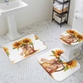 thumbnail image 3 of Summer Sunflowr Bathroom Rugs Set Vintage Garden Floral Yellow Plants Non Slip Absorbent Soft Bath Mats 3 Piece Set with Bathroom Rug, U-Shaped Floor Mat, Toilet Seat Cover Large Size, 3 of 9