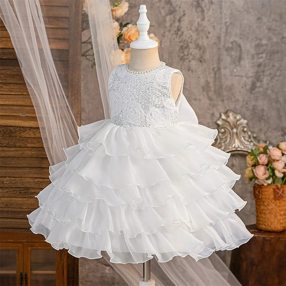 Girls Dresses Bow Layered Lace Birthday Party Pageant Dress Toddler Flower Girl Wedding Bridesmaid Prom Gowns for