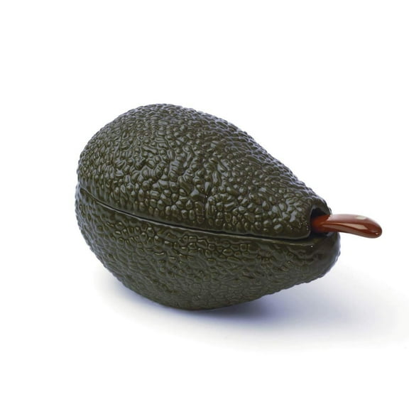 Pacific Direct Guacamole Serving Bowl - Green Avocado Ceramic Condiment Server with Spoon