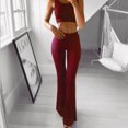 thumbnail image 5 of Pantalon de Bureau pour Femmes Grande Taille, Couleur Unie, Taille Haute, Jambe Grand Évasée, Extensible, Style OL, 5 of 5