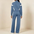 thumbnail image 7 of Wenini Women's 2 Piece Tracksuit Set Long Sleeve Zip up Short Top with Wide Leg Pants Color Blocking Sportswear Outfit, 7 of 7