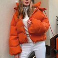 thumbnail image 4 of Vedolay Winter Coats for Women Button Plush Tops Hooded Loose Cardigan Coat Winter Jacket Orange,M, 4 of 5