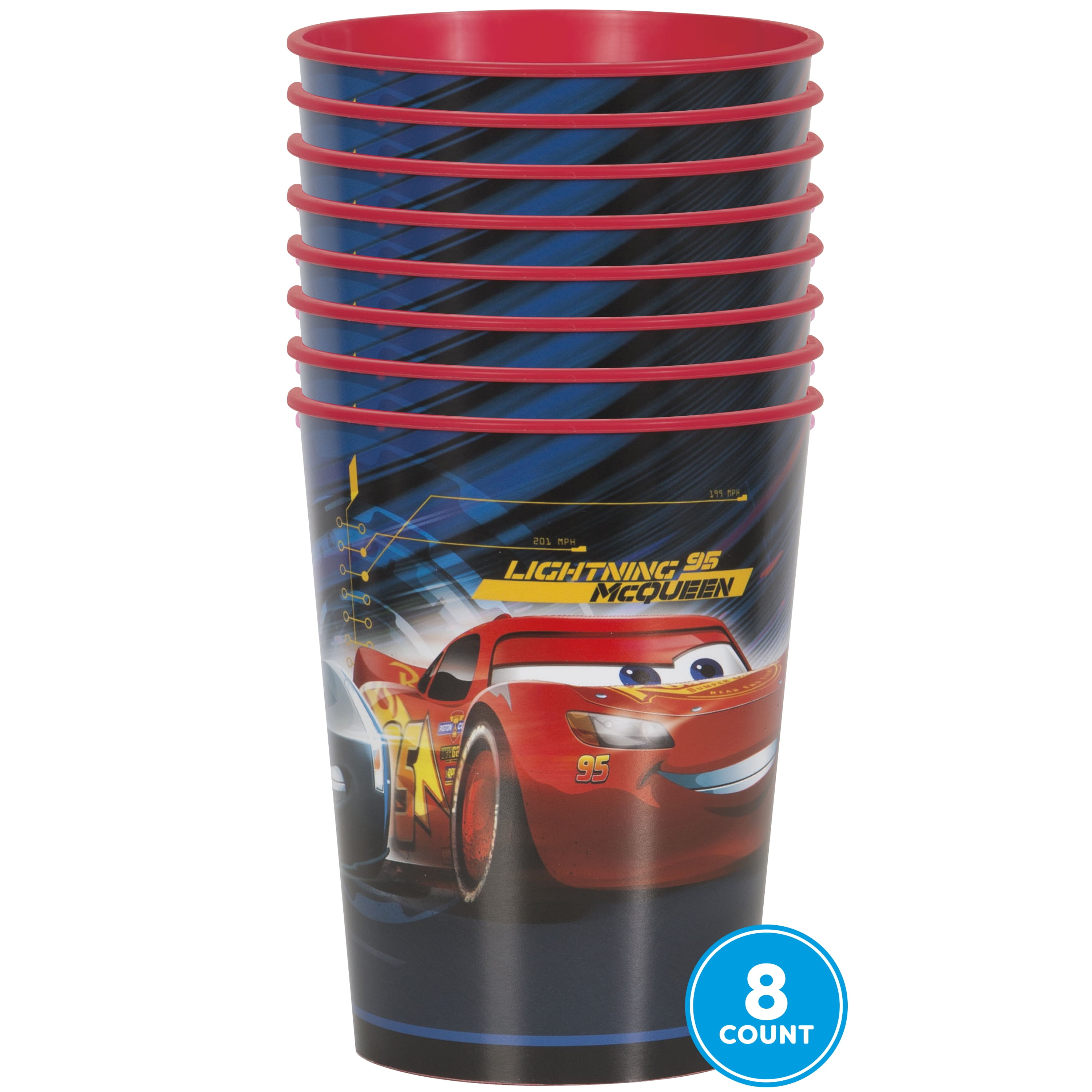 Disney Cars Plastic 16 oz Cup Birthday Party Favors, 8ct