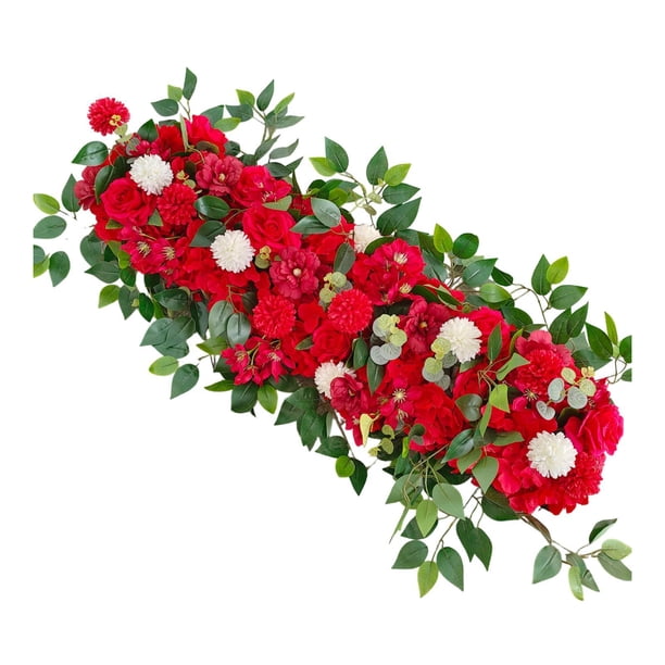 Flores artificiales para arco de boda, arreglos florales falsos, guirnaldas de flores realistas. Rojo